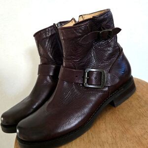 Frye The Vicky Buckle Boots Dark Brown Size 7